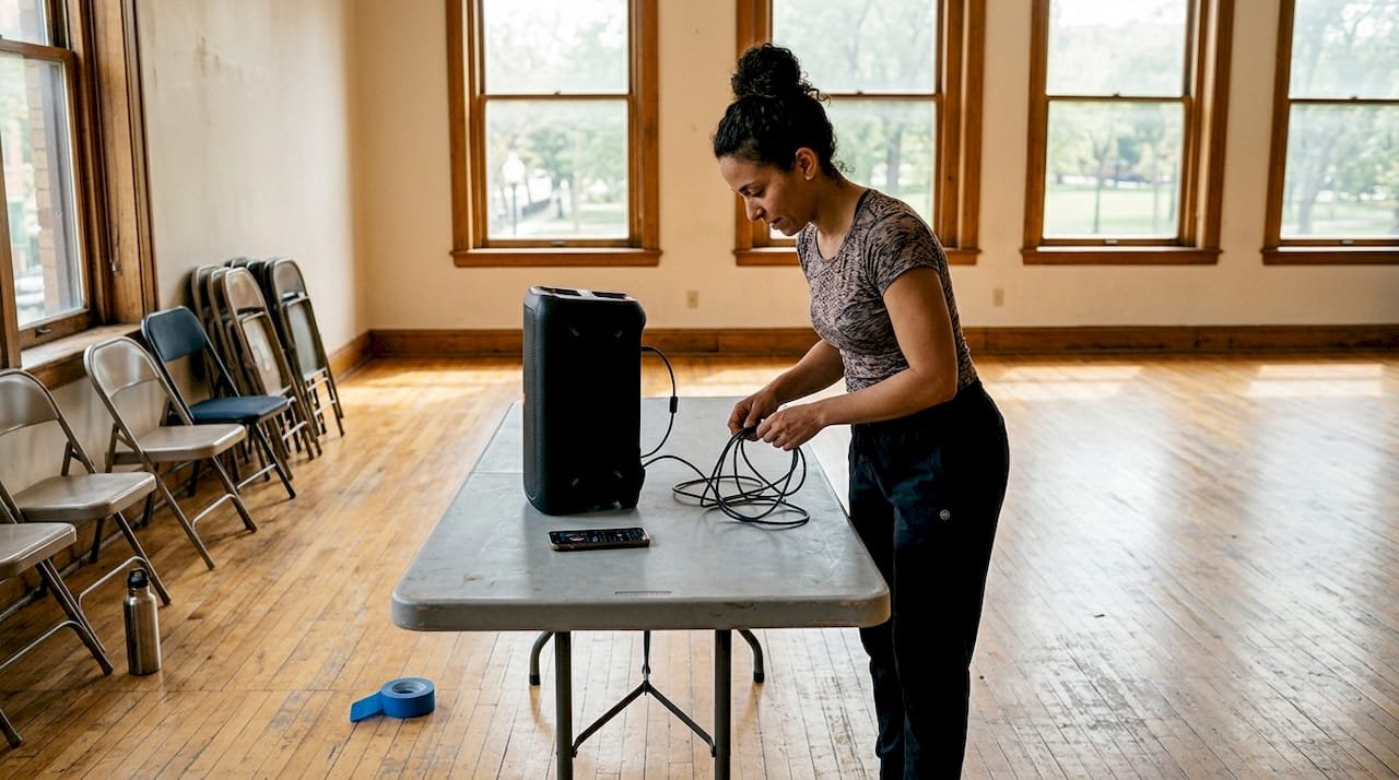 Instructor preparing Cuban salsa dance venue