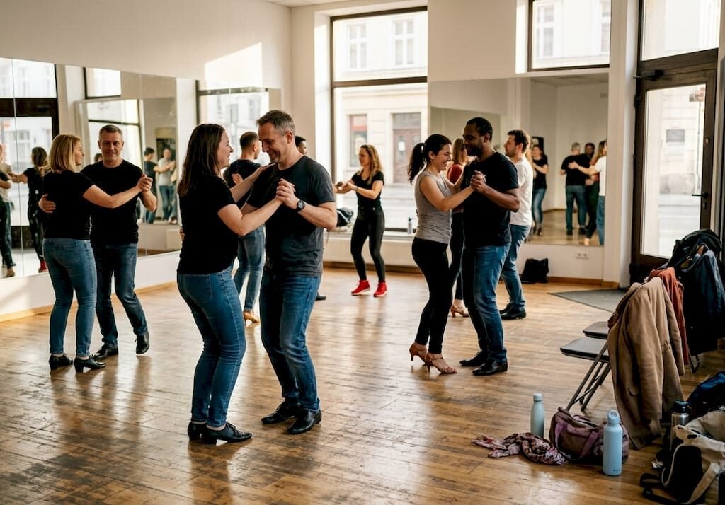 Group salsa lesson in Wrocław dance studio