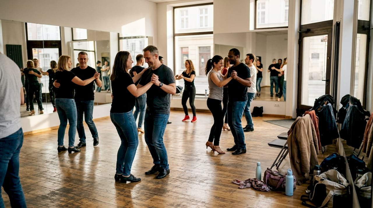 Group salsa lesson in Wrocław dance studio