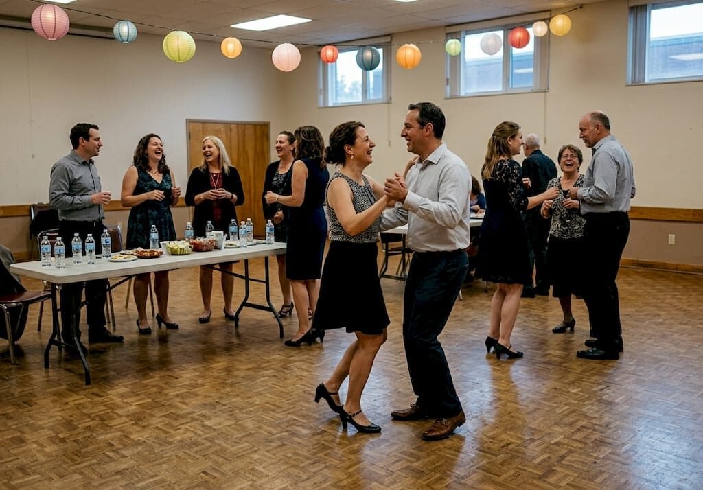 Guests enjoying Latin dance event in ballroom