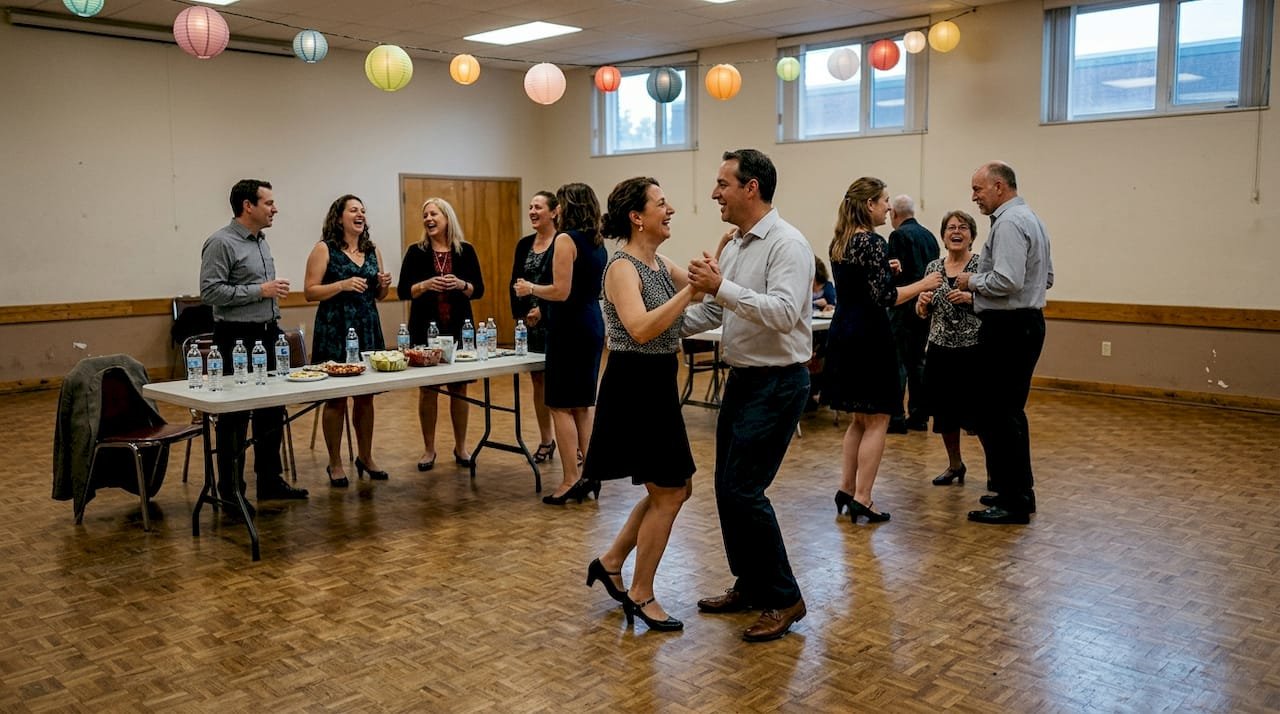 Guests enjoying Latin dance event in ballroom