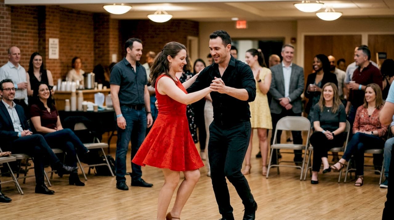 Salsa dancers energize mid-sized event hall
