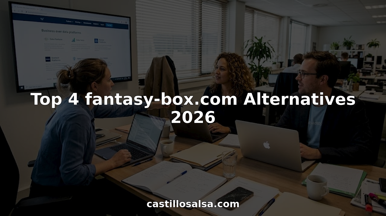 Team discussing website platform alternatives in open office